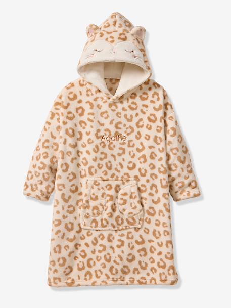 Poncho plaid polaire fille écru 1 - vertbaudet enfant 