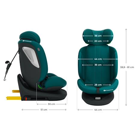 Siège auto I-GROW 2 PLUS, i-size 4-en-1   40-150 cm pivotant 360°, isofix, top tether, dos et face route, protection latérale, inclinable, ventilation, évolutif 0-12 ans Bleu+Gris+Noir+Vert 24 - vertbaudet enfant 