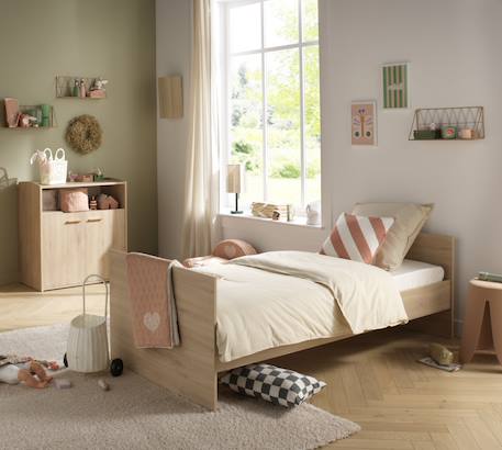 Chambre bébé duo: lit bébé 60x120 évolutif et commode à langer 2 portes décor bois hêtre - adele Marron 2 - vertbaudet enfant 