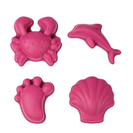 Set de 4 moules de plage en silicone souple Cherry red+Coral+Dark moss green+Dark purple+Light dusty purple+Midnight blue+Mint+Mustard+Petrol blue+Rust+Sage green 1 - vertbaudet enfant 