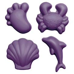 Jouet-Jeux de plein air-Set de 4 moules de plage en silicone souple