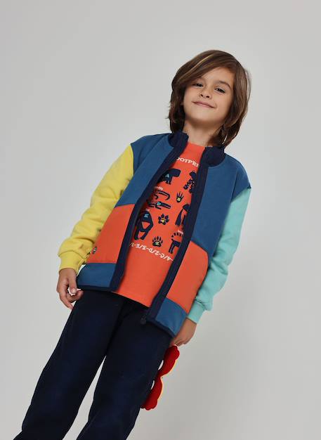 Veste garçon molleton combinée Noir 2 - vertbaudet enfant 
