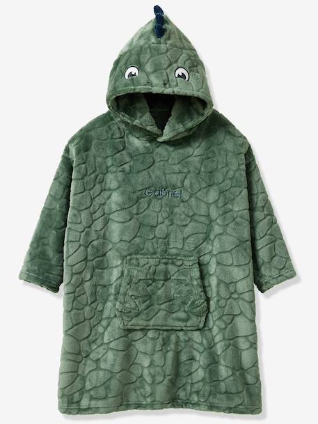 Poncho plaid polaire dinosaure vert foncé 1 - vertbaudet enfant 