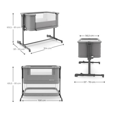 Lit Cododo Kinderkraft NESTEE GROW 2 3 en 1 avec 5 Niveaux de Hauteur, Matelas Extensible, Roulettes et Pliage Facile Gris foncé 6 - vertbaudet enfant 