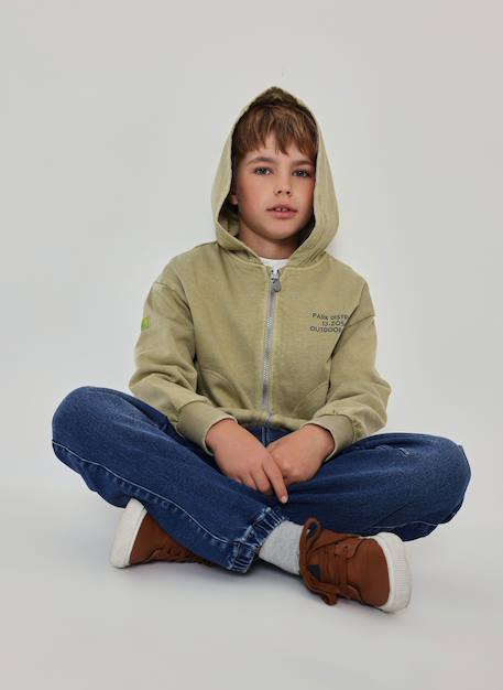 Veste garçon en molleton à capuche Vert 2 - vertbaudet enfant 