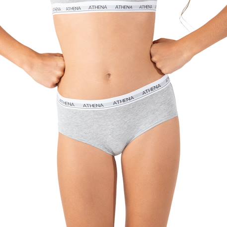 Lot de 2 boxers fille coton ultra doux  fille Blanc-bleu pastel+Blanc-gris chiné 9 - vertbaudet enfant 