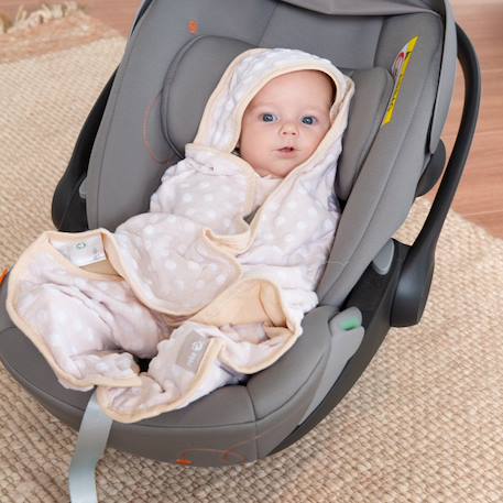 Couverture enveloppante en coton bio motif pois en relief frosty almond Beige amande 4 - vertbaudet enfant 