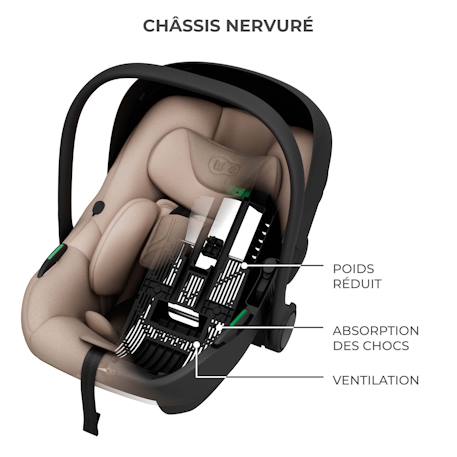 Siège Auto Bébé Kinderkraft I-LITE avec Base ENDURA SAFE FX, Rotation 90°, ISOFIX, AIR FLOW et Harnais 5 Points Beige+Gris+Noir 4 - vertbaudet enfant 