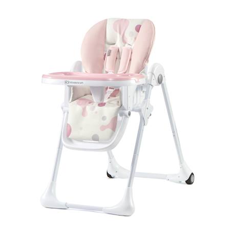 Chaise Haute Pliable YUMMY avec Dossier Réglable 3 Positions, Hauteur Réglable et Harnais 5 Points Gris+Multicolore+Rose 13 - vertbaudet enfant 