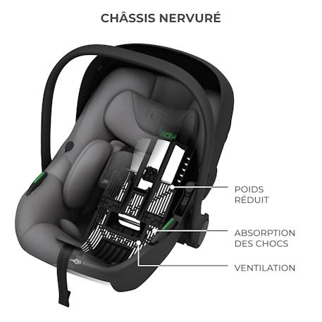 Siège Auto Bébé Kinderkraft I-LITE avec Base ENDURA SAFE FX, Rotation 90°, ISOFIX, AIR FLOW et Harnais 5 Points Beige+Gris+Noir 11 - vertbaudet enfant 