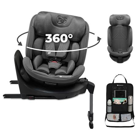 Siège Auto Kinderkraft XRIDER 2 i-Size avec Rotation 360°, ISOFIX, SPS+, H-GUARD+, EASY GROW + organisateur voiture Gris+Noir+Vert 1 - vertbaudet enfant 