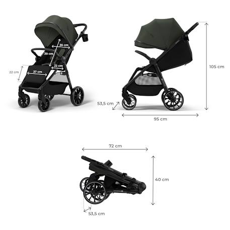 oussette Kinderkraft GRANDE 2 avec Grandes Roues Amorties, Dossier Inclinable, Pliage à Une Main CLICK&FOLD Rapide Beige+Gris+Noir+Rouge+Vert 30 - vertbaudet enfant 