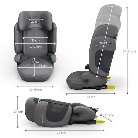 Siège Auto Kinderkraft XPAND 2 PRO i-Size avec ISOFIX, DUO EXPAND SYSTEM, H-GUARD et Protection SPS Beige+Gris+Noir+Vert 12 - vertbaudet enfant 