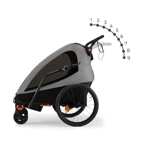 Remorque Vélo et Poussette 2 en 1 Kinderkraft NAVA WALK avec Roues Gonflables, Dossier Inclinable et Pliage Compact Grey 4 - vertbaudet enfant 