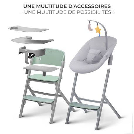 Chaise Haute Évolutive Kinderkraft LIVY 4 en 1 avec Transat Bébé, Assise Réglable, Repose-Pieds Ajustable et Charge 110 kg Gris+Rose+vert 17 - vertbaudet enfant 