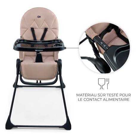 Chaise Haute Bébé Kinderkraft BINCI pliable et compacte avec plateau réglable, harnais 5 points et repose-pieds Beige+Grey+Light grey 4 - vertbaudet enfant 