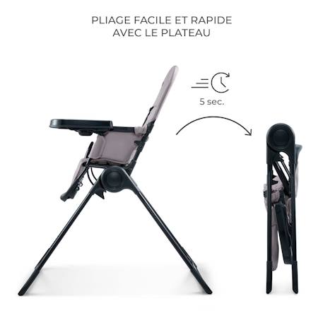Chaise Haute Bébé Kinderkraft BINCI pliable et compacte avec plateau réglable, harnais 5 points et repose-pieds Beige+Grey+Light grey 8 - vertbaudet enfant 