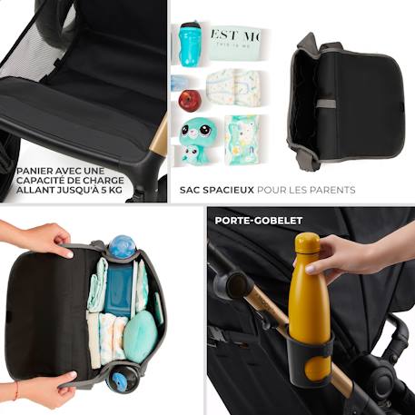 Poussette 3 en 1 Kinderkraft MOOV 2 AIR avec Siège 2 en 1 Transformable, Roues Gonflables et MINK PRO i-Size Inclus Beige+Gris+Gris anthracite+Noir 9 - vertbaudet enfant 