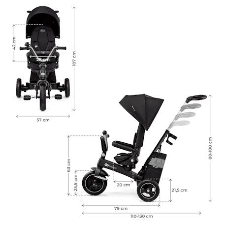 Tricycle Évolutif Kinderkraft EASYTWIST 5 en 1 avec Siège Rotatif 360°, Roues PU Increvables et Capote UPF50+ Beige+Gris+Noir+Vert 18 - vertbaudet enfant 