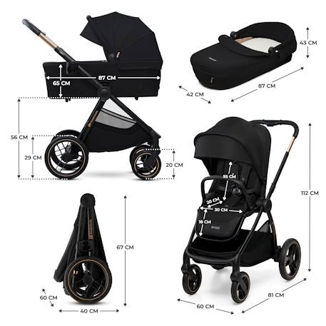 Poussette 2 en 1 Kinderkraft NEA 2 avec Nacelle Spacieuse, Roues Amorties, Siège Réversible et Pliage Compact Beige+Beige/sable+Gris+Gris clair+Noir+Noir/argent 36 - vertbaudet enfant 