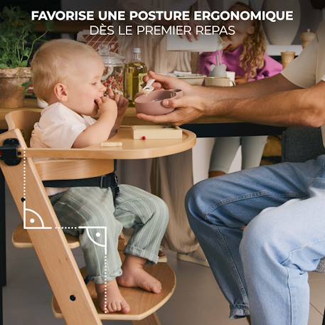 Chaise haute bois 3 en 1 reglable avec harnais, évolutive, réglable Beige+Blanc+Blanc/bois+Bois naturel+Gris+Gris / bois+Marron+Noir 39 - vertbaudet enfant 