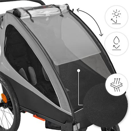 Remorque Vélo et Poussette 2 en 1 Kinderkraft NAVA WALK avec Roues Gonflables, Dossier Inclinable et Pliage Compact Grey 3 - vertbaudet enfant 