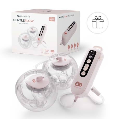 Tire-Lait Électrique Double Kinderkraft GENTLEFLOW avec Mémoire des Réglages, Batterie USB-C et 3 Modes de Tirage Gold+Pink 12 - vertbaudet enfant 
