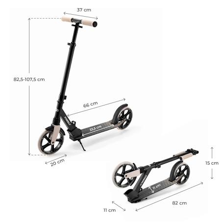 Trottinette pliable urbaine enfant Beige+Noir+Rose 6 - vertbaudet enfant 