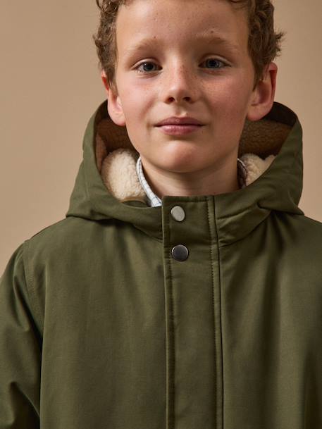 Parka doublée sherpa garçon Kaki 3 - vertbaudet enfant 