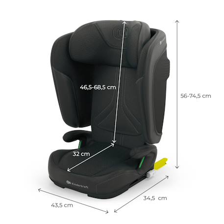 Siège auto Kinderkraft UNITY 2 I-Size 100-150 cm isofix pliable dossier inclinable + organisateur voiture Bleu+Gris+Noir+Vert 18 - vertbaudet enfant 