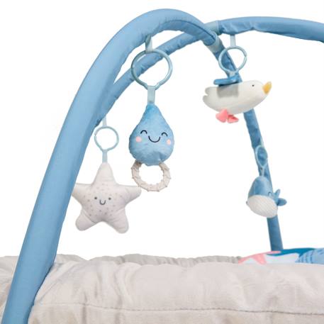 Tapis d’Éveil Kinderkraft COZYPLAY avec Arceaux de Jeux, Jouets Sensoriels, Tapis Lavable, Pliable et Matière Douce Bleu marine+Gris 3 - vertbaudet enfant 