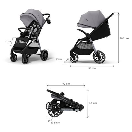 oussette Kinderkraft GRANDE 2 avec Grandes Roues Amorties, Dossier Inclinable, Pliage à Une Main CLICK&FOLD Rapide Beige+Gris+Noir+Rouge+Vert 12 - vertbaudet enfant 