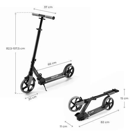 Trottinette pliable urbaine enfant Beige+Noir+Rose 12 - vertbaudet enfant 