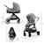 Poussette 2 en 1 Kinderkraft VESTO 2 memory buttons, nacelle ventilée 3 zones, pliage avec siège, éco?cuir, accessoires inclus Beige+Gris+Noir 12 - vertbaudet enfant 