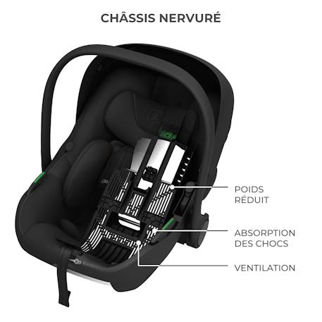 Siège Auto Bébé Kinderkraft I-LITE avec Base ENDURA SAFE FX, Rotation 90°, ISOFIX, AIR FLOW et Harnais 5 Points Beige+Gris+Noir 17 - vertbaudet enfant 