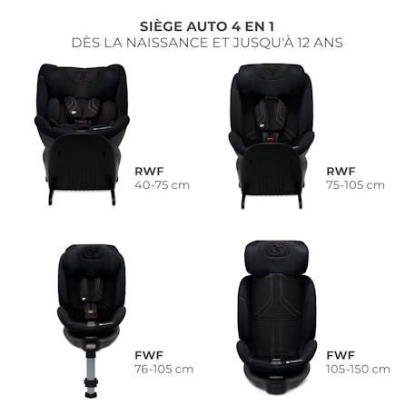 Siège Auto Kinderkraft XRIDER 2 i-Size avec Rotation 360°, ISOFIX, SPS+, H-GUARD+, EASY GROW et Jambe de Force Gris+Noir+Vert 8 - vertbaudet enfant 