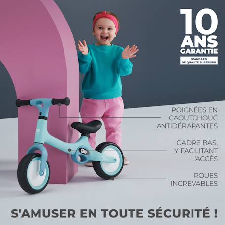 Draisienne TOVE Ultra Légère avec Selle Réglable, Roues EVA Increvables et Poignées de Transport Pratiques Beige+Menthe+Rosa 14 - vertbaudet enfant 