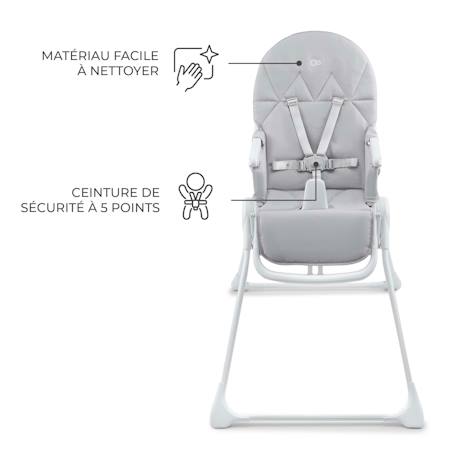 Chaise Haute Bébé Kinderkraft BINCI pliable et compacte avec plateau réglable, harnais 5 points et repose-pieds Beige+Grey+Light grey 17 - vertbaudet enfant 