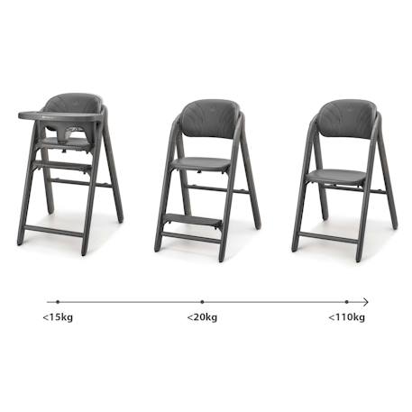 Chaise haute 3-en-1 TINO, pliable avec plateau et harnais 5 points, réglable, facile à nettoyer, compacte, évolutive Beige+Grey 11 - vertbaudet enfant 
