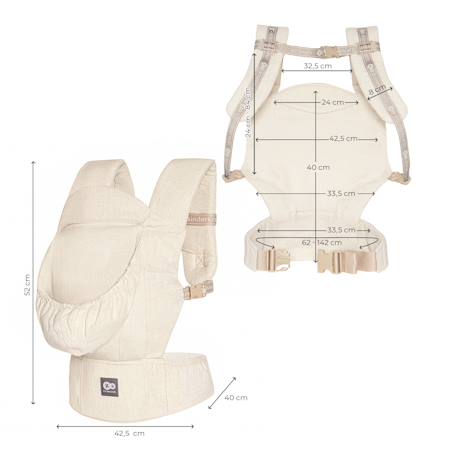 Porte-Bébé Ergonomique Kinderkraft ELARA en Lin et Coton avec Panneau Réglable, Capuche Amovible et 2 Positions Beige 6 - vertbaudet enfant 