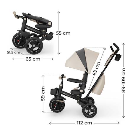 Tricycle évolutif 6-en-1 SPINSTEP 2 PLUS avec siège pivotant 360° et dossier réglable Beige+Vert 6 - vertbaudet enfant 