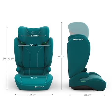 Siège Auto Kinderkraft I-SPARK 2 PLUS i-Size 100-150 cm 2 en 1 avec Booster, H-GUARD, SPS et Appuie-Tête 10 Positions Gris+Noir+Rose+Vert 24 - vertbaudet enfant 
