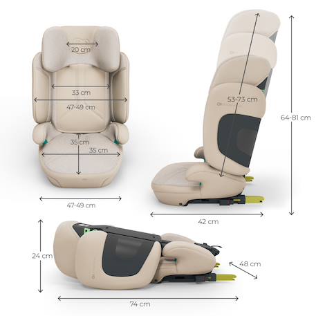Siège Auto Kinderkraft XPAND 2 PRO i-Size avec ISOFIX, DUO EXPAND SYSTEM, H-GUARD et Protection SPS Beige+Gris+Noir+Vert 6 - vertbaudet enfant 