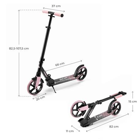 Trottinette pliable urbaine enfant Beige+Noir+Rose 18 - vertbaudet enfant 