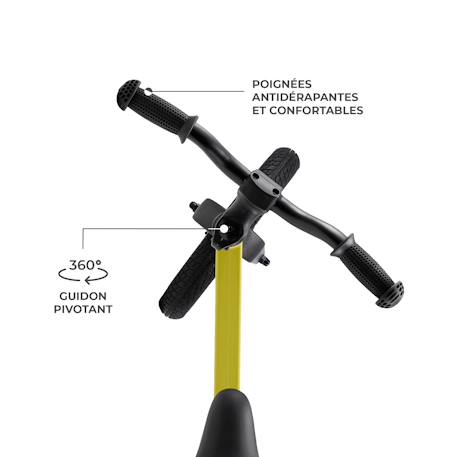 Draisienne Kinderkraft ETER avec Cadre en Nylon Léger, Selle Réglable, Roues PU 12 Pouces et Poignées Antidérapantes Jaune citron+Noir 4 - vertbaudet enfant 