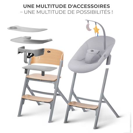 Chaise Haute Évolutive Kinderkraft LIVY 4 en 1 avec Transat Bébé, Assise Réglable, Repose-Pieds Ajustable et Charge 110 kg Gris+Rose+vert 4 - vertbaudet enfant 