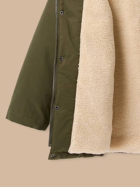 Parka doublée sherpa garçon Kaki 2 - vertbaudet enfant 