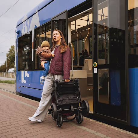 oussette Kinderkraft GRANDE 2 avec Grandes Roues Amorties, Dossier Inclinable, Pliage à Une Main CLICK&FOLD Rapide Beige+Gris+Noir+Rouge+Vert 9 - vertbaudet enfant 