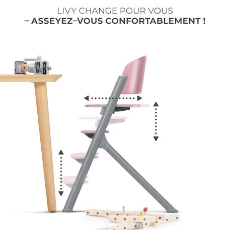 Chaise Haute Évolutive Kinderkraft LIVY 4 en 1 avec Transat Bébé, Assise Réglable, Repose-Pieds Ajustable et Charge 110 kg Gris+Rose+vert 9 - vertbaudet enfant 