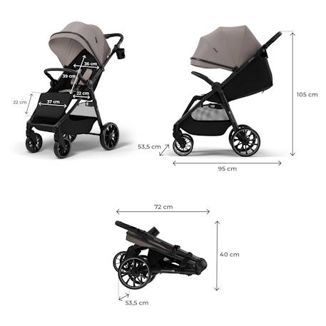 oussette Kinderkraft GRANDE 2 avec Grandes Roues Amorties, Dossier Inclinable, Pliage à Une Main CLICK&FOLD Rapide Beige+Gris+Noir+Rouge+Vert 6 - vertbaudet enfant 